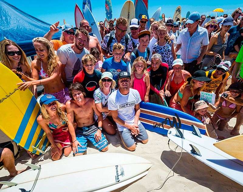 World Champion Mick Fanning at Sunday's paddle out has been a vocal supporter of the campaign. Photo by SOSBA/Peter Joli Wilson