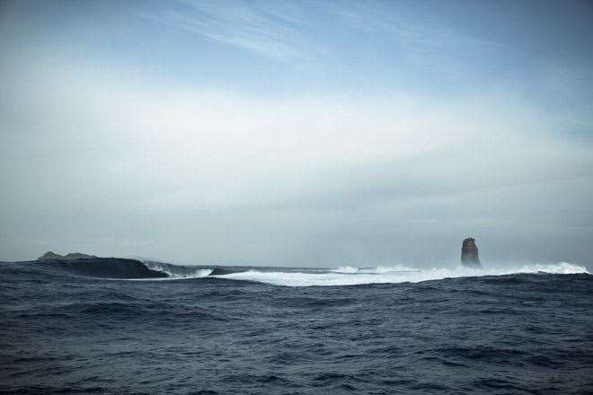 Pedra Branca to the left and Eddystone rock to the right might just be the gates of hell. Photo by Stu Gibson