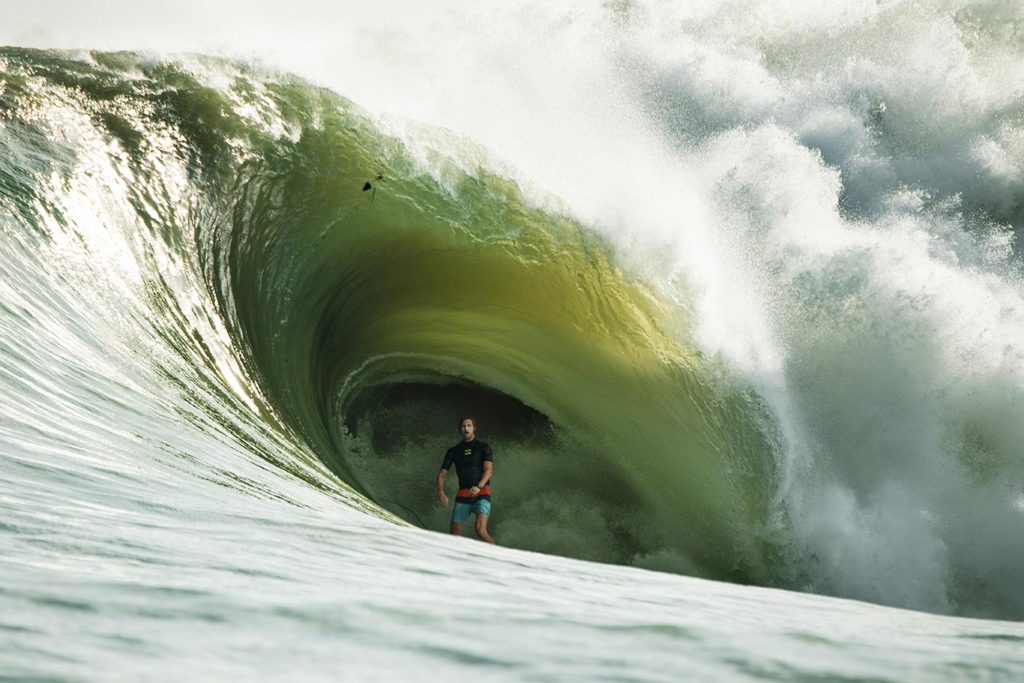 Matt Bromley engulfed in a green monster at Nias. Photo: Ted Grambeau